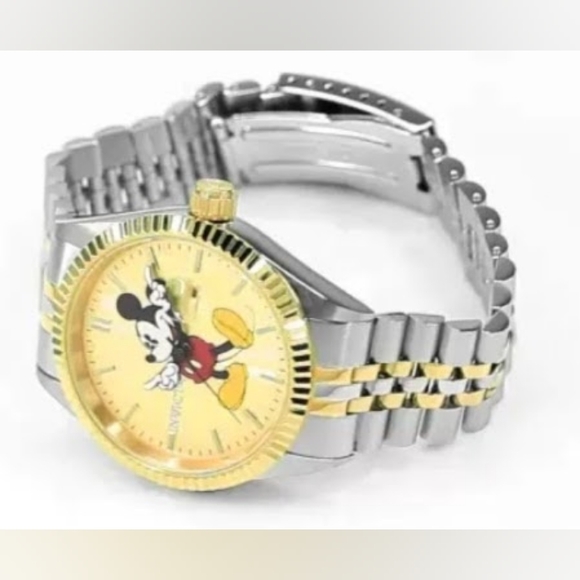 VINTAGE INVICTIA LIMITED EDITION MENS MICKEY MOUSE GOLD WATCH QUARTZ MOVEMENT. - Picture 5 of 16